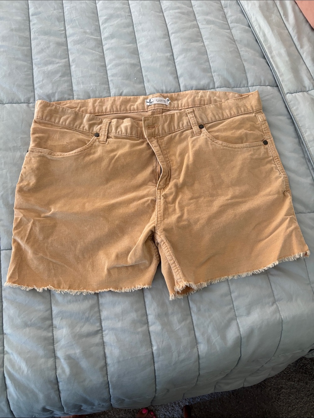 Sandwashed Tan/Yellow Women's Casual Cutoff Shorts
